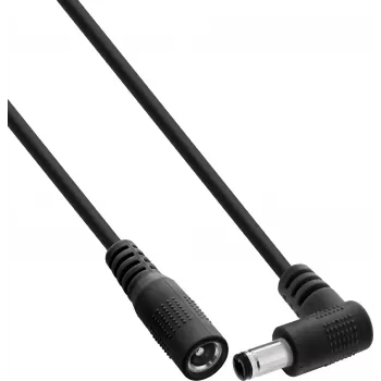 InLine® DC-jatkokaapeli, kulmapistoke, 5,5 x 2,5 mm, musta, 2 m
