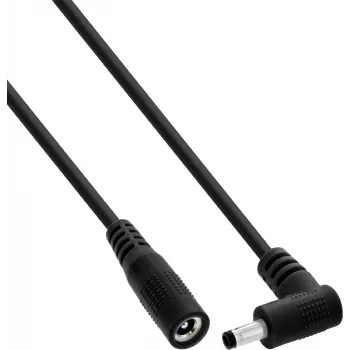 InLine® DC-jatkokaapeli, kulmapistoke, 4,0 x 1,7 mm, musta, 2 m