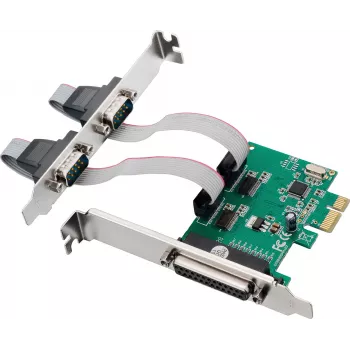 InLine® PCIe-liitäntäkortti, 2x RS-232 + 1x rinnakkaisportti