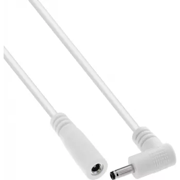 InLine® DC-jatkojohto, kulmapistoke, 3,5 x 1,35 mm, valkoinen, 5 m