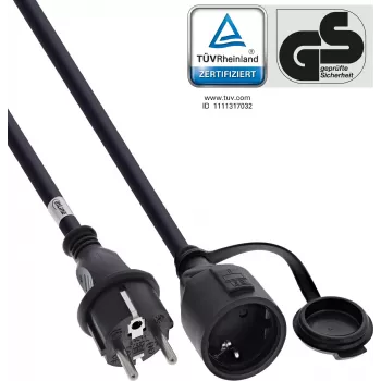 InLine® suojakosketinjatkojohto, ulkokäyttöön IP44, kosketussuojattu, 5 m