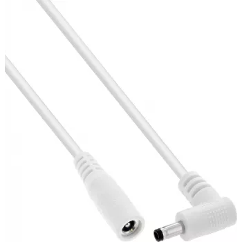 InLine® DC-jatkojohto, kulmapistoke, 4,0 x 1,7 mm, valkoinen, 2 m