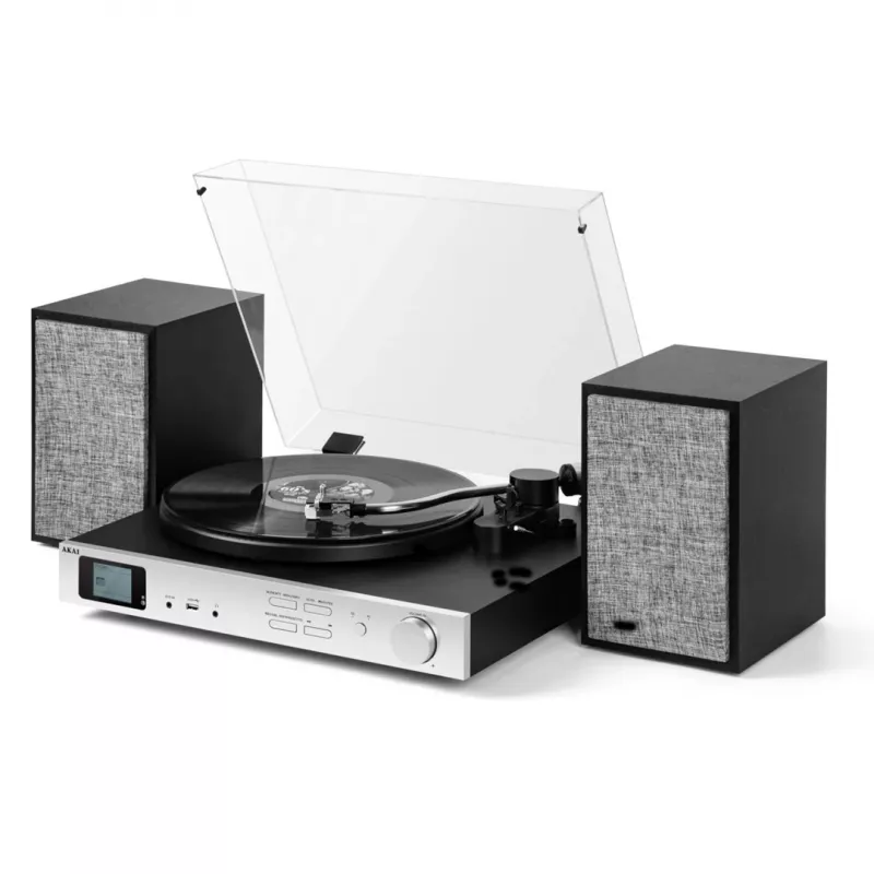 AKAI ATT-500SP levysoitin hihnavetolla, ulkoisilla kaiuttimilla, Bluetooth, USB-tallennus, musta