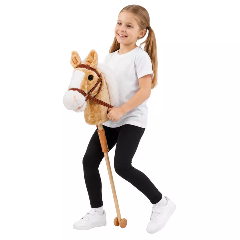 LEAN TOYS keppihevonen laukka- ja hirnahdusäänillä, beige, 100 cm
