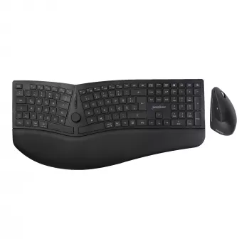 Perixx PERIDUO-614 DE langaton ergonominen näppäimistö- ja hiirisarja, jaettu näppäimistö, pystyhiiri, 2,4 GHz, musta (saksalainen näppäimistöasettelu)