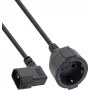 InLine® virtakaapeliadapteri IEC C14 Schuko-pistorasiaan, 2m, musta