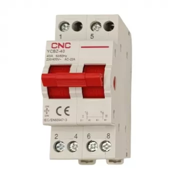 CNC EL240364 modulaarinen kääntökytkin YCBZ-40, 2-napainen, 40 A, 1-0-2, DIN-kiskoasennus