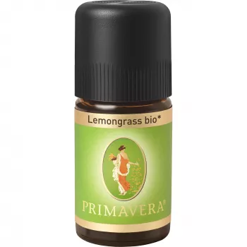 PRIMAVERA luomu-sitruunaruoho eteerinen öljy 5 ml – 100 % puhdas, NATRUE-sertifioitu, raikas sitruunan tuoksu aromaterapiaan