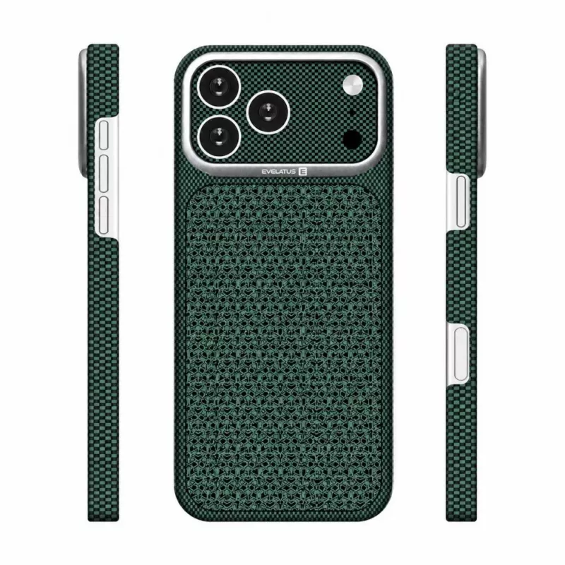 Evelatus Apple iPhone 17 Pro Carbon Premium Edition MagSafe-kuori vihreä