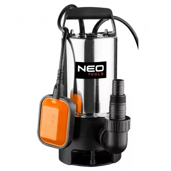 NEO TOOLS 04-736 uppopumppu likavedelle 1100W, 15 000 L/h, 10 m nostokorkeus, ruostumaton teräs, kellukekytkin