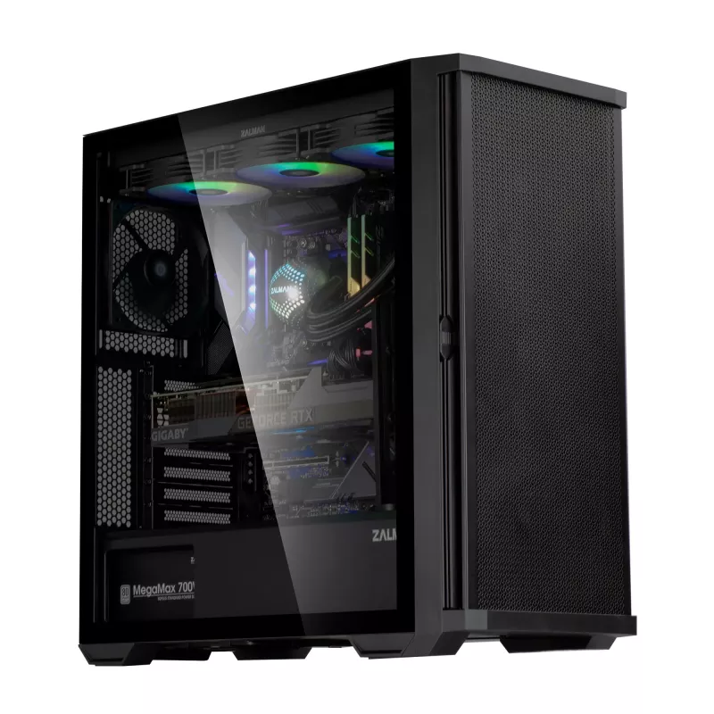 Zalman Z10 ATX Mid-Tower-kotelo, musta, karkaistu lasi, 4x ARGB-tuuletin