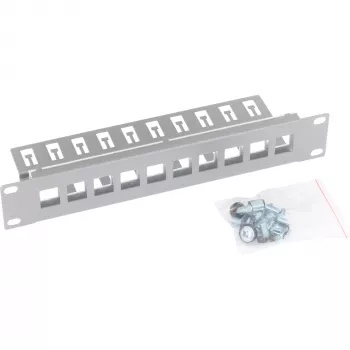 Triton RAC-PP-X03-C1 10-porttinen 1U tyhjä Keystone-patchpaneeli, harmaa