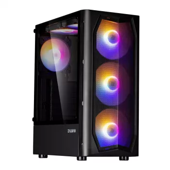 Zalman N4 Rev.1 Mid-Tower ATX-kotelo, 6 ARGB-tuuletinta, karkaistu lasi, musta
