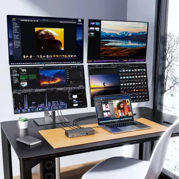 ORICO DKA22-V1-EU-BK-EP USB-C 10Gbps DisplayLink-telakka 4x 4K@60Hz näytöillä ja 60W Power Delivery