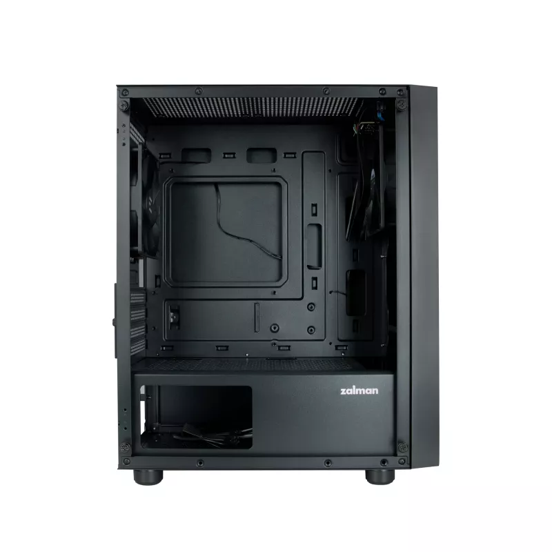 Zalman T3 PLUS mATX Mini-Tower PC-kotelo, musta, akryyli-ikkuna, 2 tuuletinta