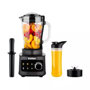 TESLA CrunchX Power NF650 tehosekoitin 1500 W lasikannu 1,5 L ja 600 ml pullo musta/hopea