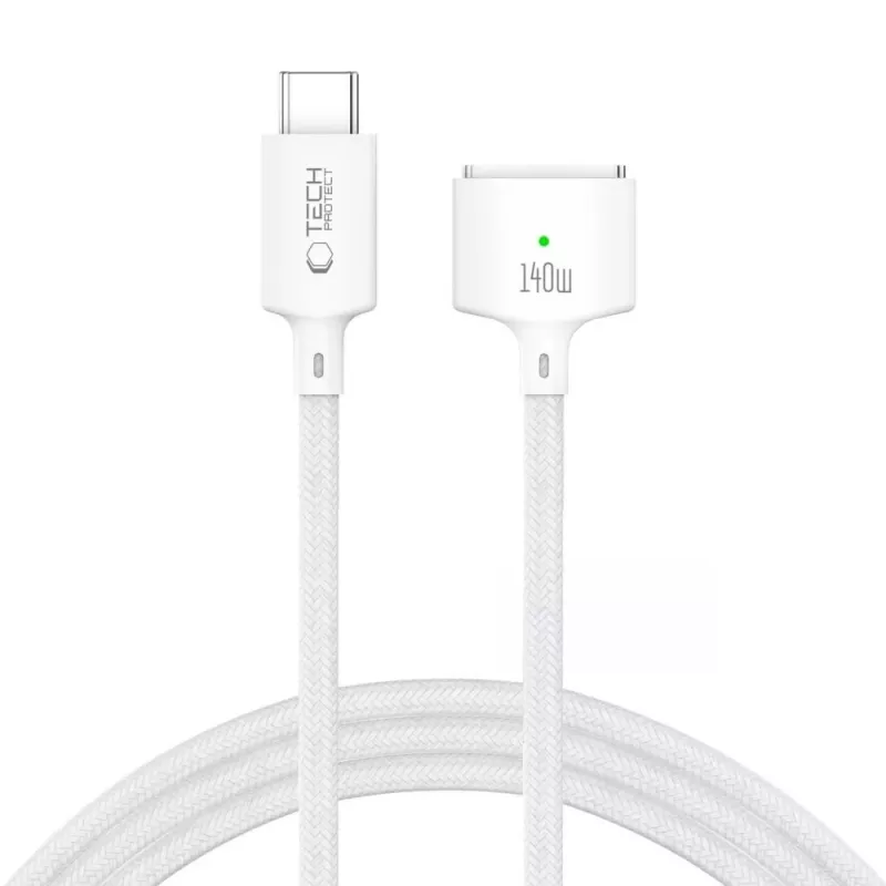 TECH-PROTECT MMC01 Ultraboost magneettinen MacBook-kaapeli USB-C - MagSafe 3 140W 300cm valkoinen