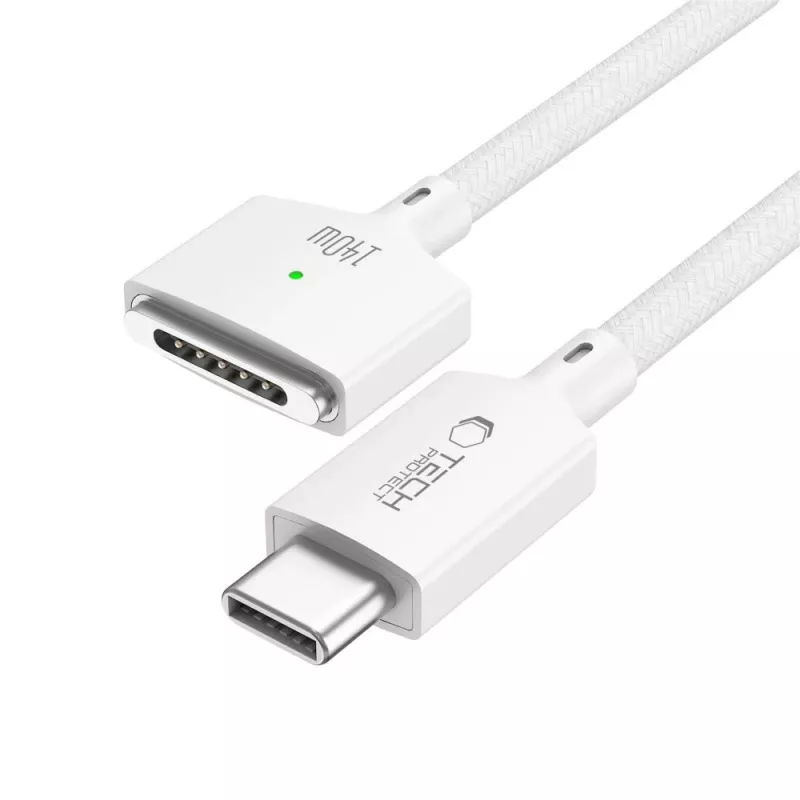 TECH-PROTECT MMC01 Ultraboost magneettinen MacBook-kaapeli USB-C - MagSafe 3 140W 300cm valkoinen