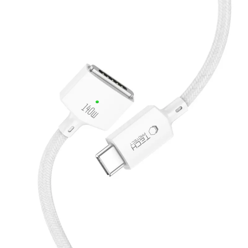 TECH-PROTECT MMC01 Ultraboost magneettinen MacBook-kaapeli USB-C - MagSafe 3 140W 300cm valkoinen