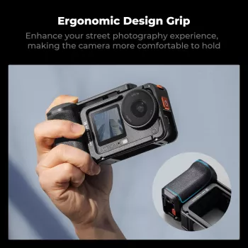 KF kamerakehys-kahva DJI Osmo Action 6 / Action 5 / Action 4 / Action 3, alumiiniseos, musta, KF12.0036