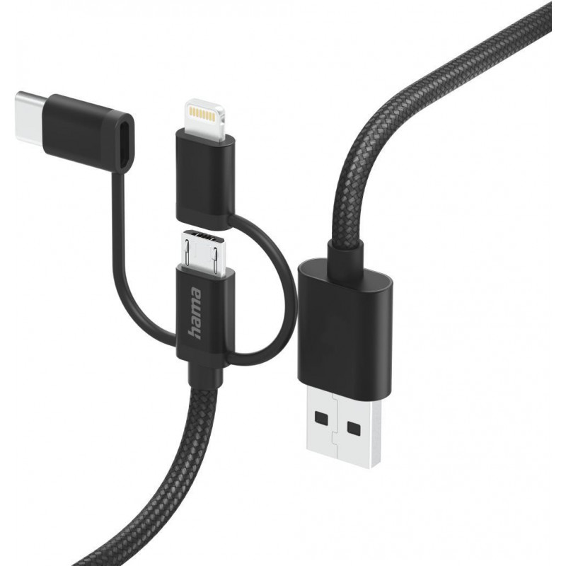 Hama 00201536, 1,5 m, USB A, USB C, USB 2.0, 480 Mbit/s, musta