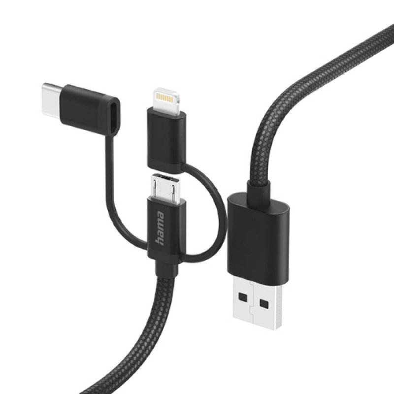 Hama 00201536, 1,5 m, USB A, USB C, USB 2.0, 480 Mbit/s, musta