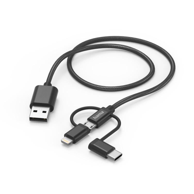 Hama 00201536, 1,5 m, USB A, USB C, USB 2.0, 480 Mbit/s, musta