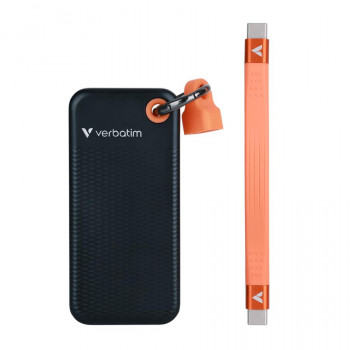 Verbatim 32418 Pocket SSD, 256 GB, USB Type-C, USB 3.2 Gen 2, 1000 MB/s, musta/oranssi