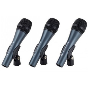 SENNHEISER 3ER-PACK E835, MIKROFONISARJA 3X E835, LAULUMIKROFONI, DYNAAMINEN, HERNEPERIAATTEINEN, SISÄLTÄÄ MIKROFONIPIDIKKEET JA LAUKUT
