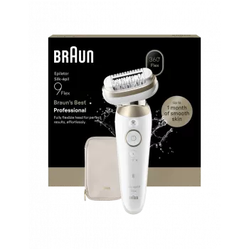 Braun Silk-épil 9 Flex SES9-011 3D epilaattori, märkä ja kuiva, valkoinen/kulta