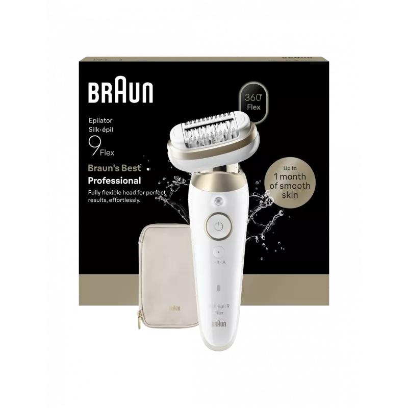 Braun Silk-épil 9 Flex SES9-011 3D epilaattori, märkä ja kuiva, valkoinen/kulta