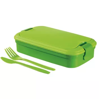 CURVER Lunch&Go suorakaiteen muotoinen ruokarasia aterimilla 1,4L vihreä