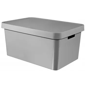 Curver Infinity Recycled 45L säilytyslaatikko kannella, harmaa, 56x39x27 cm
