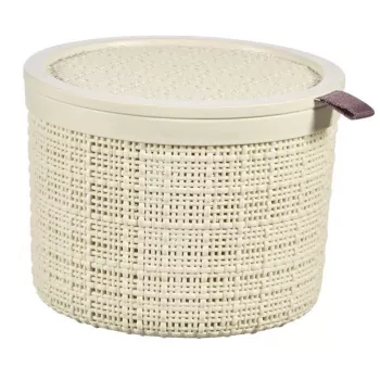 CURVER Jute pyöreä säilytyskori kannella, 2L, kermanvalkoinen, 17x13 cm