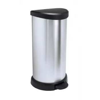 Curver Deco pyöreä poljinroskis 50L musta hopea metalliefekti