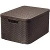 CURVER Style L kansiollinen säilytyslaatikko, 43,6 x 32,6 x 23 cm, tummanruskea, 32,67 L, taitettava, pinottava, kangaskahvat
