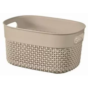 CURVER Filo S 6L säilytyskori, punottu, beige, suorakaiteen muotoinen, pinottava, kahvoilla