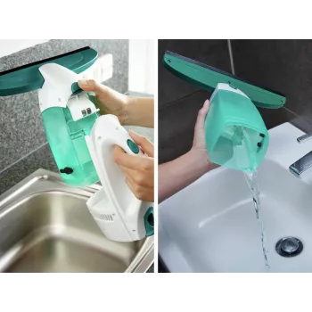 LEIFHEIT ikkunaimuri Dry&Clean 43 cm Click System -varrella, sähköinen ikkunaimuri, valkoinen/turkoosi