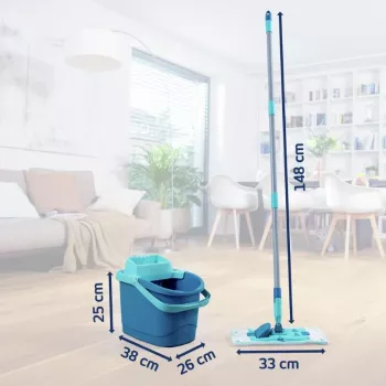 Leifheit Clean Twist M Ergo lattianpuhdistussarja Micro Duo -moppipäällä, 33 cm, vihreä/valkoinen