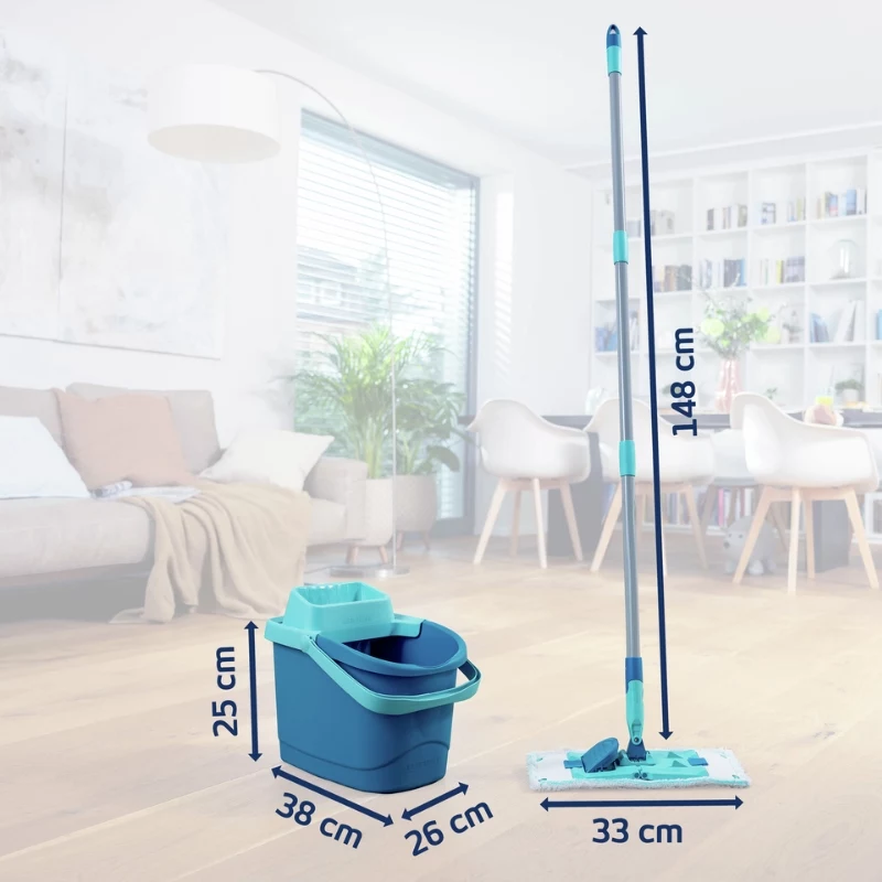 Leifheit Clean Twist M Ergo lattianpuhdistussarja Micro Duo -moppipäällä, 33 cm, vihreä/valkoinen