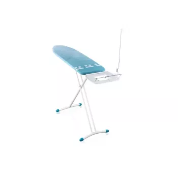 LEIFHEIT Air Board Express L Solid silityslauta 130x38 cm Thermo-Reflect-teknologialla, korkeussäädettävä 75-98 cm, taitettava, olkapäämuoto, liukumattomat jalat, silitysraudan teline, kaapelipidike, valkoinen/sininen