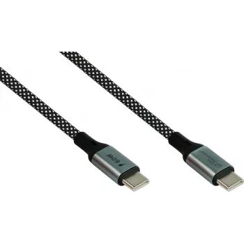 GoodConnections magneettinen USB 2.0 -spiraalikaapeli 60W USB-C USB-C, musta/valkoinen, 1m 2060-MT010SW