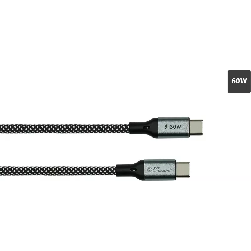 GoodConnections magneettinen USB 2.0 -spiraalikaapeli 60W USB-C USB-C, musta/valkoinen, 1m 2060-MT010SW