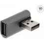 Delock USB 10 Gbps Type-A uros Type-A naaras -adapteri, vasemmalle taivutettu, alumiinikotelo