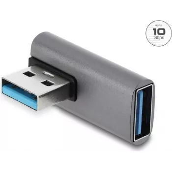 Delock USB 10 Gbps Type-A uros Type-A naaras taivutettu adapteri, alumiinikotelo