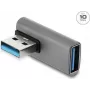 Delock USB 10 Gbps Type-A uros Type-A naaras taivutettu adapteri, alumiinikotelo