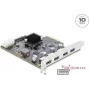 Delock PCI Express x4 -kortti 4 x USB 10 Gbps USB Type-A Dual Channel