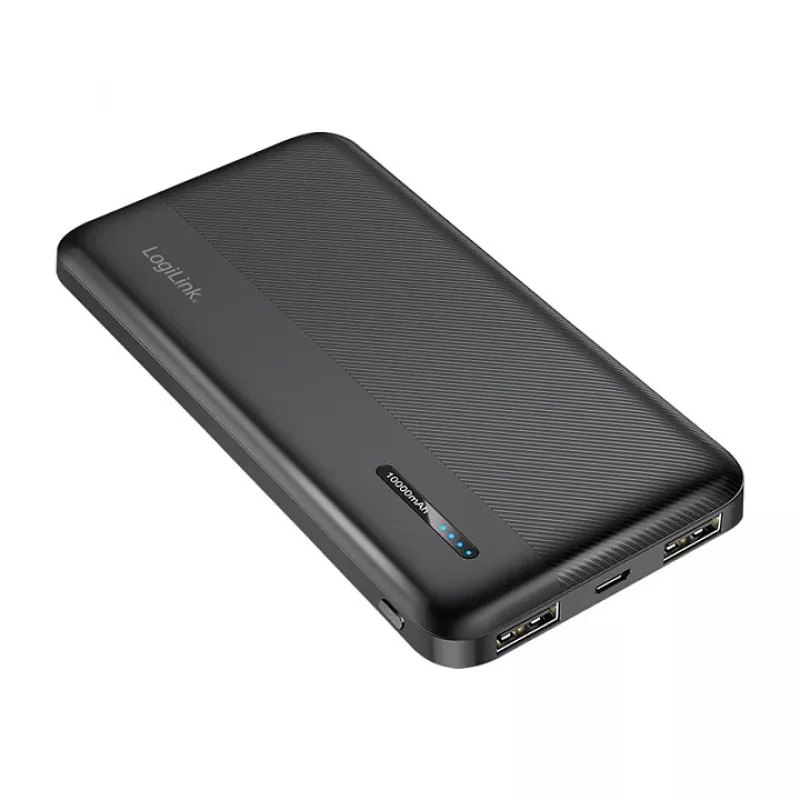 LogiLink PA0338RF 10000 mAh varavirtalähde USB-C PD ja Quick Charge 3.0, musta