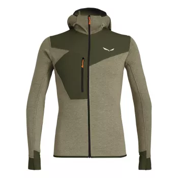 Salewa Puez 2 Dry pitkähihainen huppupaita vetoketjulla Dark Olive Melange miesten XL