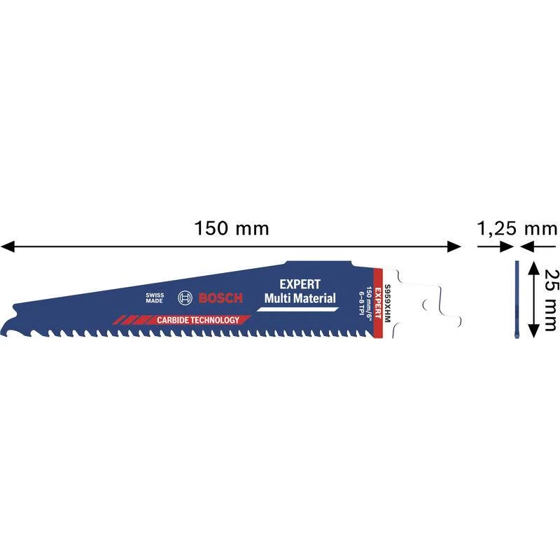 Bosch EXPERT Multi Material puukkosahanterä 2608902332 S959XHM, Carbide, 150 mm, 6 TPI